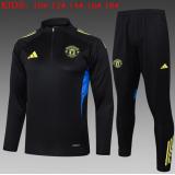 Chándal Manchester United 2025/26 (Black with Yellow Half Zipper) - NIÑOS